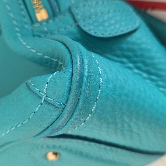 Women's Cole Haan Teal Leather Satchel Handbag -REFURBISHED - Picture 9 of 14